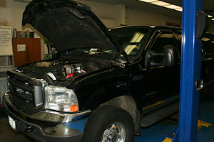 Auto shop students converted a Ford F-250 to run on more eco-friendly fuel sources like vegetable oil.Photo by Tyler Jordan