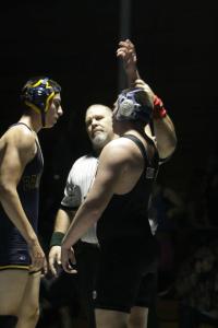 Photo by Trent Pederson. Anderson wins his match over a Barlow wrestler. 
